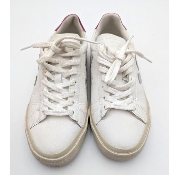 VEJA Campo Low Top Sneaker Shoes Women's Leather White Silver Violet US7 EU38 - Picture 9 of 13